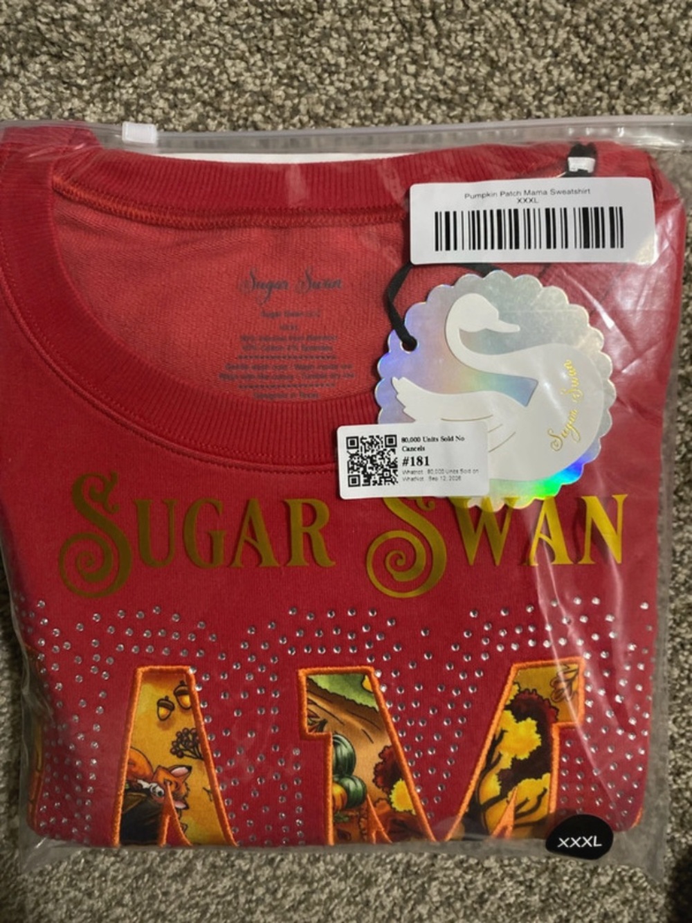 Sugar Swan 3XL bamboo French terry Pumpkin Patch Crewneck Sweatshirt NWT